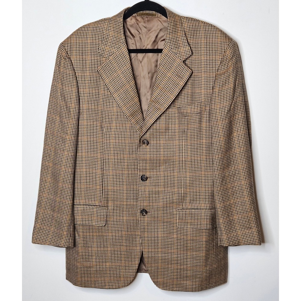 Gianluca Isaia Vtg Italy Made 100% Cashmere Houndstooth Blazer‎ Mens EU 52 US 42